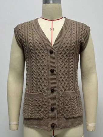 メンズ 衣類 メンズ カーディガン メンズ セーター メンズ カーディガン ラウンジ ノースリーブ コーヒー ブラウン コーヒー ブラウン ユニーク