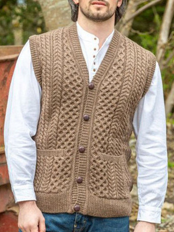 メンズ 衣類 メンズ カーディガン メンズ セーター メンズ カーディガン ラウンジ ノースリーブ コーヒー ブラウン コーヒー ブラウン ユニーク