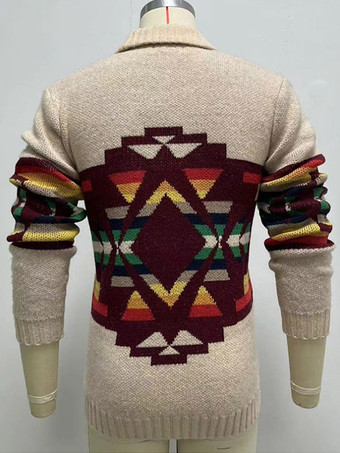 メンズ 衣類 メンズ カーディガン メンズ セーター メンズ カーディガン シンプル 幾何学模様 長袖 ユニーク カーキ カーキ