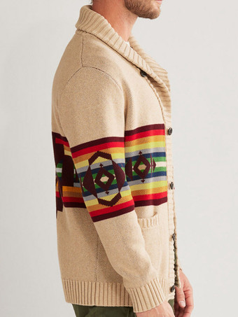 メンズ 衣類 メンズ カーディガン メンズ セーター メンズ カーディガン シンプル 幾何学模様 長袖 ユニーク カーキ カーキ