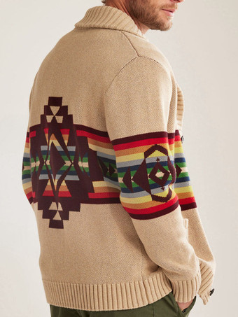 メンズ 衣類 メンズ カーディガン メンズ セーター メンズ カーディガン シンプル 幾何学模様 長袖 ユニーク カーキ カーキ