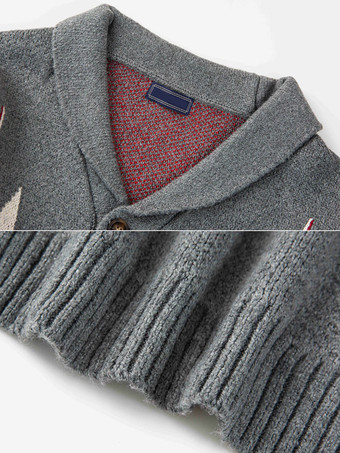 メンズ 衣類 メンズ カーディガン メンズ セーター メンズ カーディガン シック 幾何学模様 長袖 おしゃれ グレー グレー