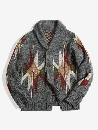 メンズ 衣類 メンズ カーディガン メンズ セーター メンズ カーディガン シック 幾何学模様 長袖 おしゃれ グレー グレー