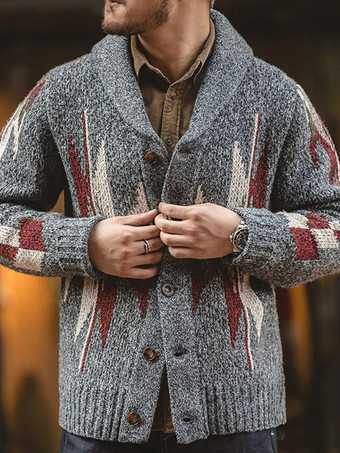 グレイメンズ 衣類 メンズ カーディガン メンズ セーター メンズ カーディガン シック 幾何学模様 長袖 おしゃれ グレー グレー