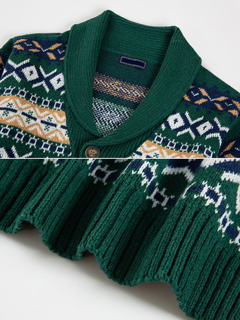 Abbigliamento da uomo Cardigan da uomo Maglioni da uomo Cardigan da uomo Lounge geometrico maniche lunghe comodo verde verde