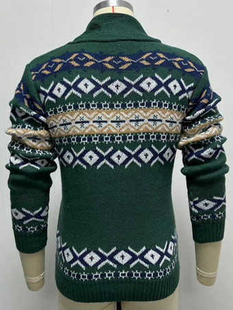 Abbigliamento da uomo Cardigan da uomo Maglioni da uomo Cardigan da uomo Lounge geometrico maniche lunghe comodo verde verde