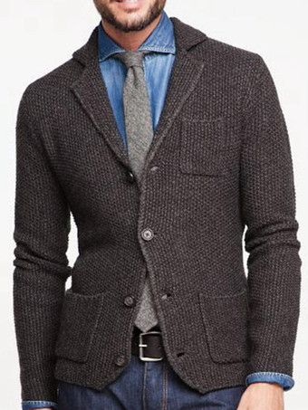 ブラウン 紳士服 カーディガン メンズ 男性用セーター メンズカーディガン シック 長袖 コーヒーブラウン コーヒーブラウン おしゃれ