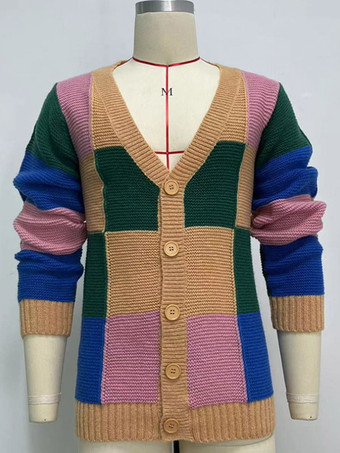 メンズ 衣類 メンズ カーディガン メンズ セーター メンズ カーディガン シック カラーブロック 長袖 スタイリッシュ イエロー イエロー