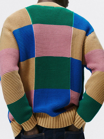 メンズ 衣類 メンズ カーディガン メンズ セーター メンズ カーディガン シック カラーブロック 長袖 スタイリッシュ イエロー イエロー