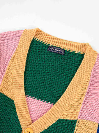 メンズ 衣類 メンズ カーディガン メンズ セーター メンズ カーディガン シック カラーブロック 長袖 スタイリッシュ イエロー イエロー