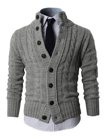 紳士服 カーディガン メンズ 男性用セーター メンズカーディガン シンプル 長袖 グレー アプリコット スタイリッシュ