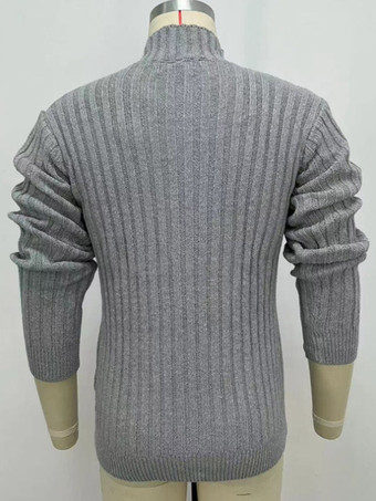 Cardigan Décontracté Pour Hommes Pulls Manches Longues Kaki Gris