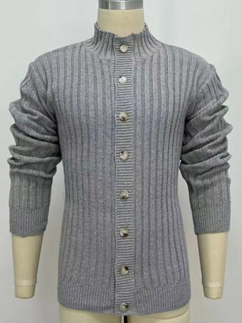 Cardigan Décontracté Pour Hommes Pulls Manches Longues Kaki Gris