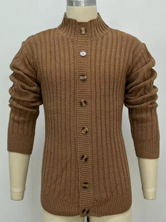 Cardigan Décontracté Pour Hommes Pulls Manches Longues Kaki Gris