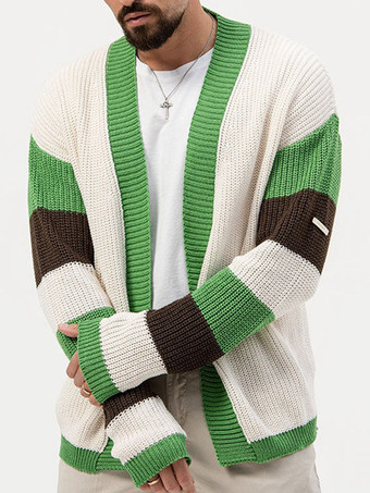 メンズ 衣類 メンズ カジュアル カーディガン メンズ セーター メンズ カーディガン シンプル カラーブロック 長袖 快適 グリーン グリーン