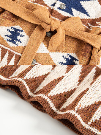 メンズ 衣類 カーディガン メンズ 男性用セーター メンズ カーディガン シックな幾何学模様の長袖 スタイリッシュなコーヒーブラウン コーヒーブラウン