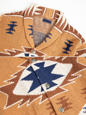 メンズ 衣類 カーディガン メンズ 男性用セーター メンズ カーディガン シックな幾何学模様の長袖 スタイリッシュなコーヒーブラウン コーヒーブラウン