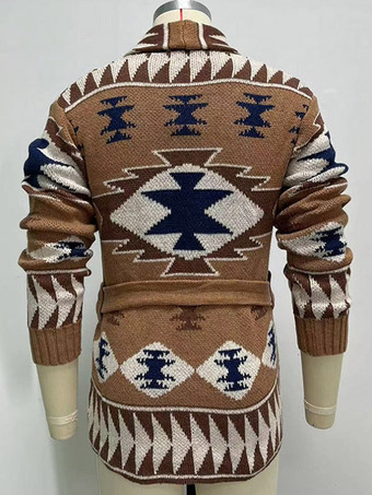 メンズ 衣類 カーディガン メンズ 男性用セーター メンズ カーディガン シックな幾何学模様の長袖 スタイリッシュなコーヒーブラウン コーヒーブラウン