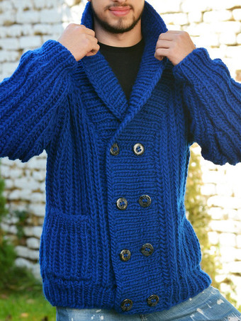 メンズ 衣類 メンズ カーディガン メンズ セーター メンズ カーディガン シック 長袖 ブルー ブルー スタイリッシュ