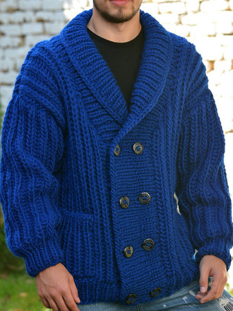 メンズ 衣類 メンズ カーディガン メンズ セーター メンズ カーディガン シック 長袖 ブルー ブルー スタイリッシュ