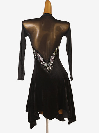 ラテンダンス衣装黒女性のライクラスパンデックスドレスエレガントラテンダンサーダンス衣装