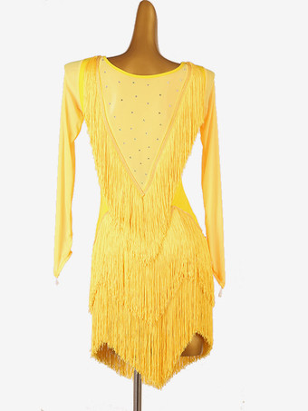 ラテンダンスドレス イエロー レディース エレガント ライクラスパンデックス ドレス ダンス衣装