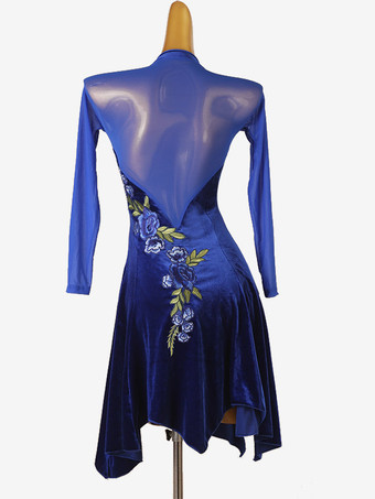 ラテンダンスドレス ロイヤルブルー レディース ライクラスパンデックス ドレス エレガント ラテン ダンサー ダンス衣装