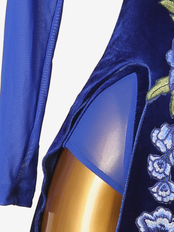 ラテンダンスドレス ロイヤルブルー レディース ライクラスパンデックス ドレス エレガント ラテン ダンサー ダンス衣装