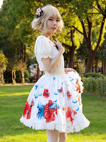 スイートロリータSKイメージ通りの花柄フリルロリータスカート