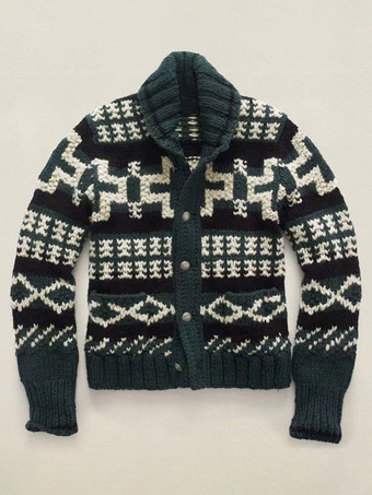 メンズ 衣類 メンズ カーディガン メンズ セーター メンズ カーディガン カジュアル 幾何学模様 長袖 ユニーク グリーン グリーン