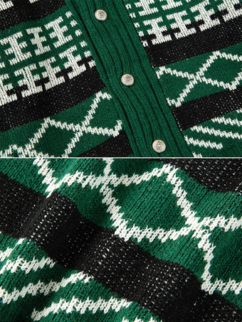 メンズ 衣類 メンズ カーディガン メンズ セーター メンズ カーディガン カジュアル 幾何学模様 長袖 ユニーク グリーン グリーン