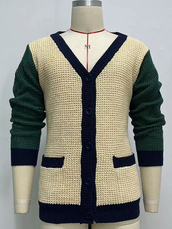 メンズ 衣類 メンズ カーディガン メンズ セーター メンズ カーディガン ラウンジ カラーブロック 長袖 スタイリッシュ イエロー イエロー