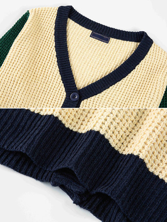 メンズ 衣類 メンズ カーディガン メンズ セーター メンズ カーディガン ラウンジ カラーブロック 長袖 スタイリッシュ イエロー イエロー