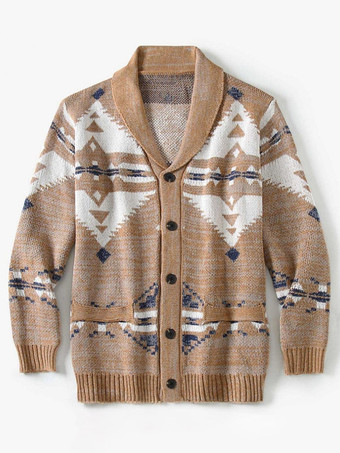 メンズ 衣類 メンズ カーディガン メンズ セーター メンズ カーディガン カジュアル 幾何学模様 長袖 スタイリッシュ ブラック カーキ