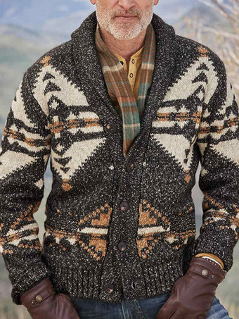 ブラック メンズ 衣類 メンズ カーディガン メンズ セーター メンズ カーディガン カジュアル 幾何学模様 長袖 スタイリッシュ ブラック カーキ