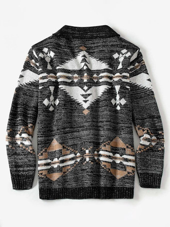 メンズ 衣類 メンズ カーディガン メンズ セーター メンズ カーディガン カジュアル 幾何学模様 長袖 スタイリッシュ ブラック カーキ