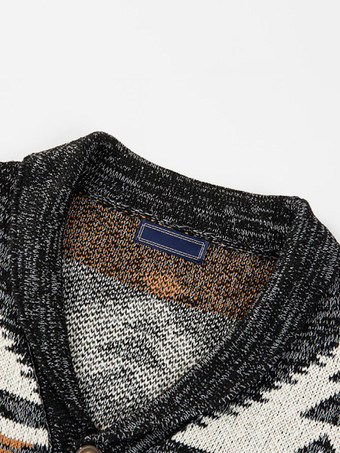 メンズ 衣類 メンズ カーディガン メンズ セーター メンズ カーディガン カジュアル 幾何学模様 長袖 スタイリッシュ ブラック カーキ