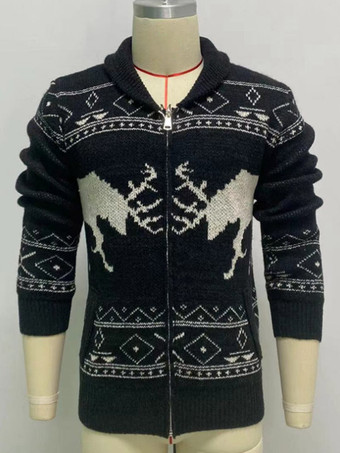 Cardigan Homme PullsLounge Géométrique Manches Longues Noir