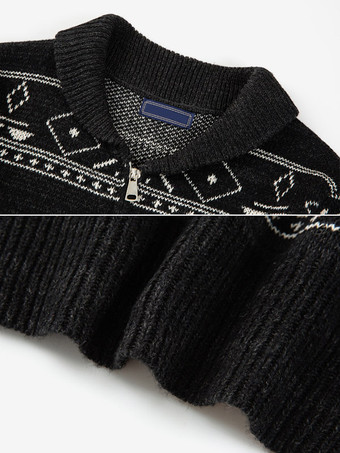 Cardigan Homme PullsLounge Géométrique Manches Longues Noir