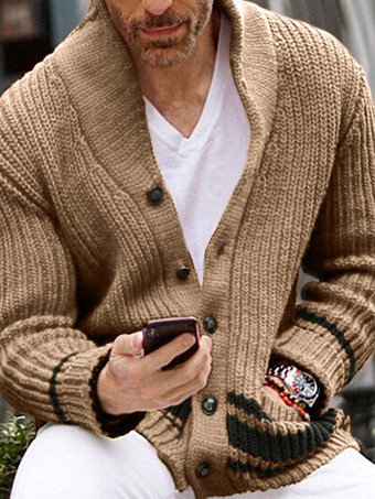 メンズ 衣類 カーディガン メンズ 男性用セーター メンズ カーディガン シック 長袖 カーキ カーキ ユニーク