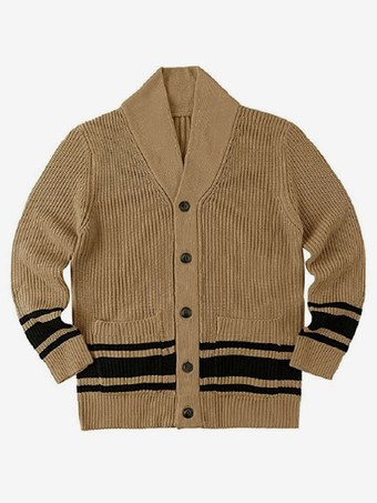 メンズ 衣類 カーディガン メンズ 男性用セーター メンズ カーディガン シック 長袖 カーキ カーキ ユニーク