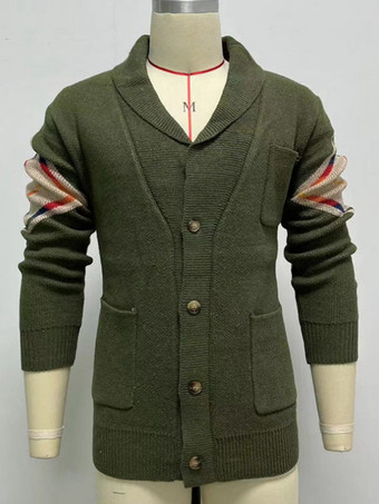 メンズ 衣類 メンズ カーディガン メンズ セーター メンズ カーディガン シック 幾何学模様 長袖 おしゃれ ハンター グリーン ハンター グリーン