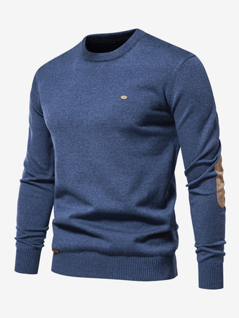 ブルー メンズ セーター メンズ プルオーバー ニット ジュエル ネック ディープ ブラウン ディープ グレー