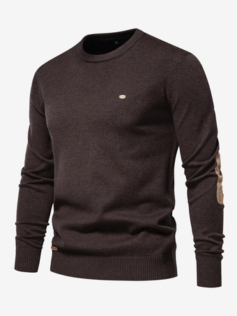 ディープブラウンメンズ セーター メンズ プルオーバー ニット ジュエル ネック ディープ ブラウン ディープ グレー
