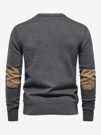 メンズ セーター メンズ プルオーバー ニット ジュエル ネック ディープ ブラウン ディープ グレー