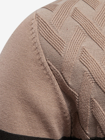 Cardigan Homme Pull Maille Col Rond Gris Abricot