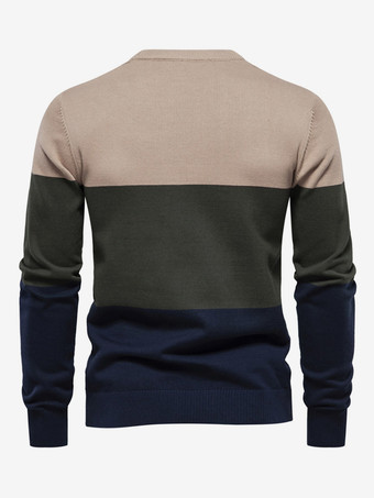 Cardigan Homme Pull Maille Col Rond Gris Abricot