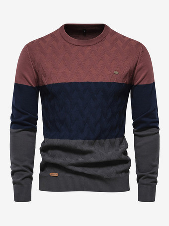 Rouge foncéCardigan Homme Pull Maille Col Rond Gris Abricot