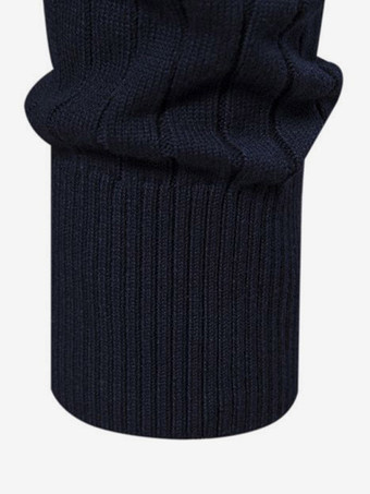 メンズ セーター メンズ プルオーバー ニットウェア ポートレート ネック 秋 ダークネイビー アプリコット