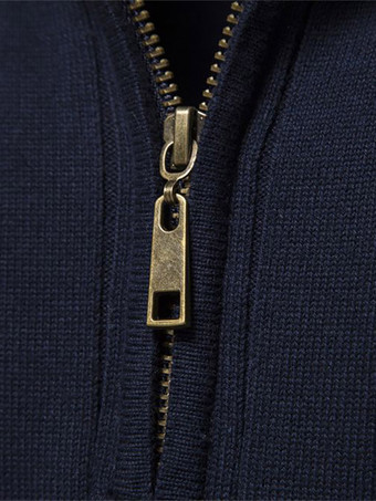 メンズ セーター メンズ プルオーバー ニットウェア ポートレート ネック 秋 ダークネイビー アプリコット